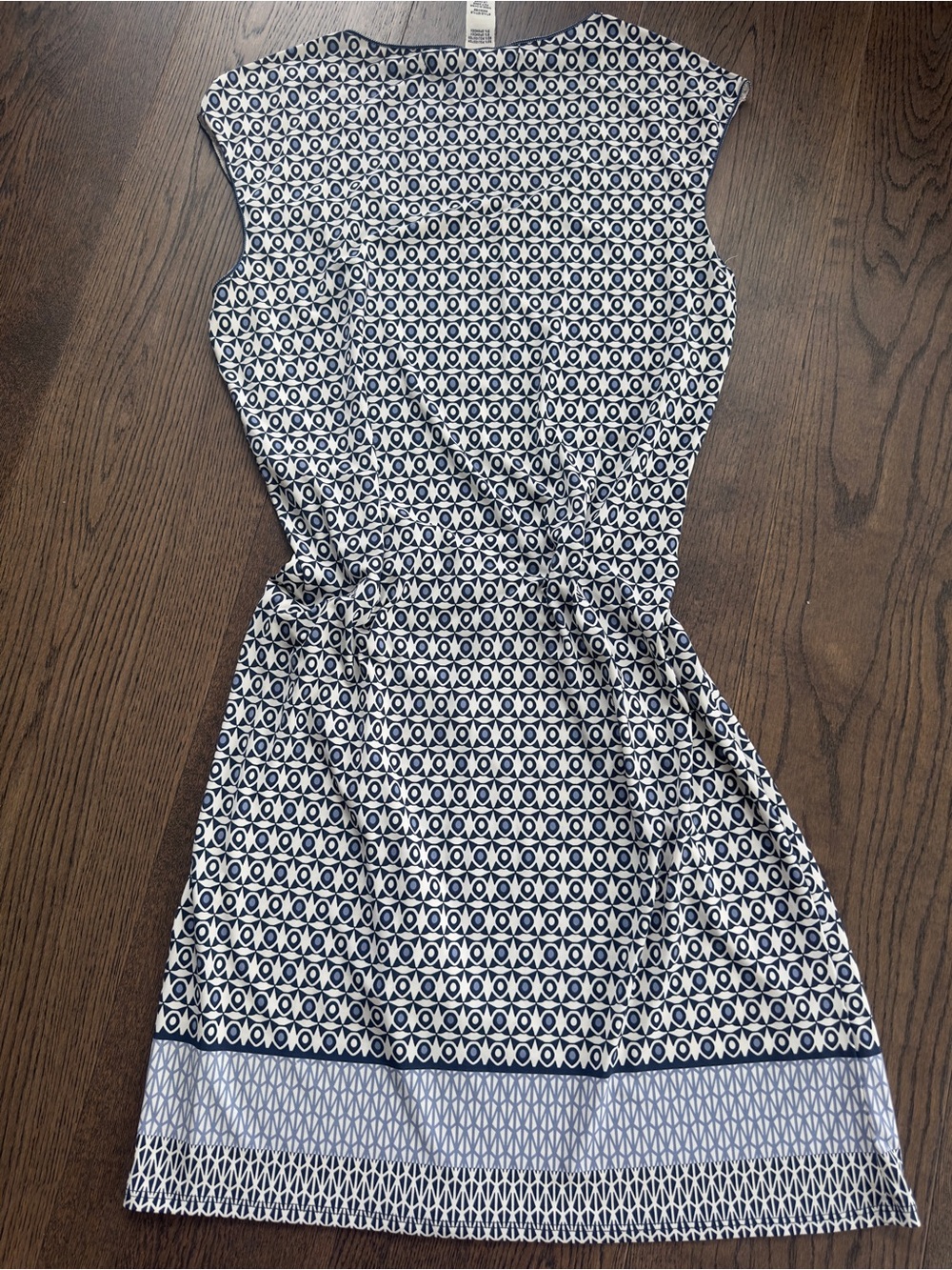 Max Studio Navy and White Printed Knot-Waist Midi Dress - Picture 5 of 5